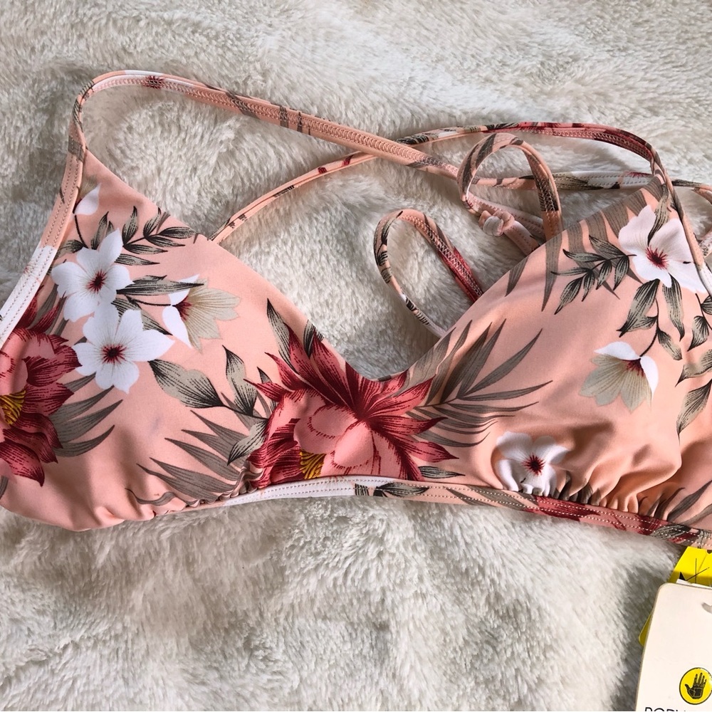 Body Glove Light Pink Floral Halter Bikini Top